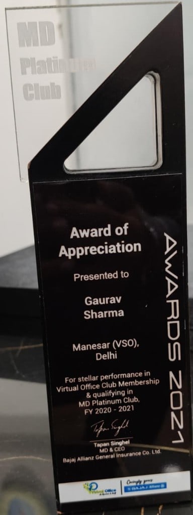 MD Platinum Club — Award of Appreciation